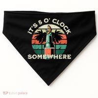 It's 5 O’clock Somewhere Summer Retro Sunset Drinking USA-Made Doggie Bandana thumb 0