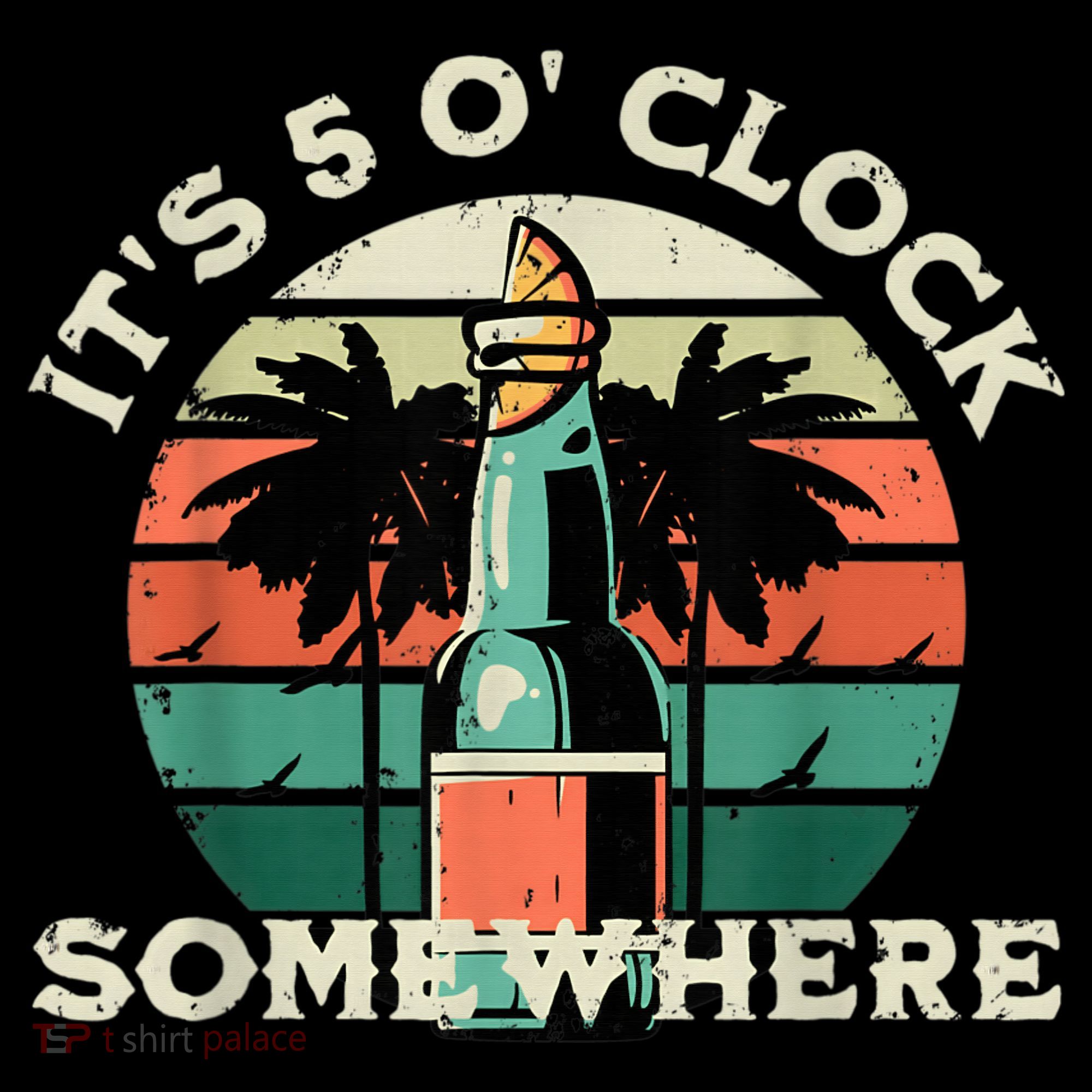 It's 5 O’clock Somewhere Summer Retro Sunset Drinking Backpack