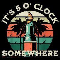 It's 5 O’clock Somewhere Summer Retro Sunset Drinking Bucket Hat thumb 4