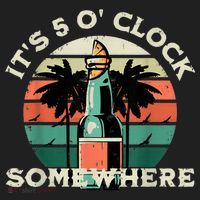 It's 5 O’clock Somewhere Summer Retro Sunset Drinking Beanie thumb 2