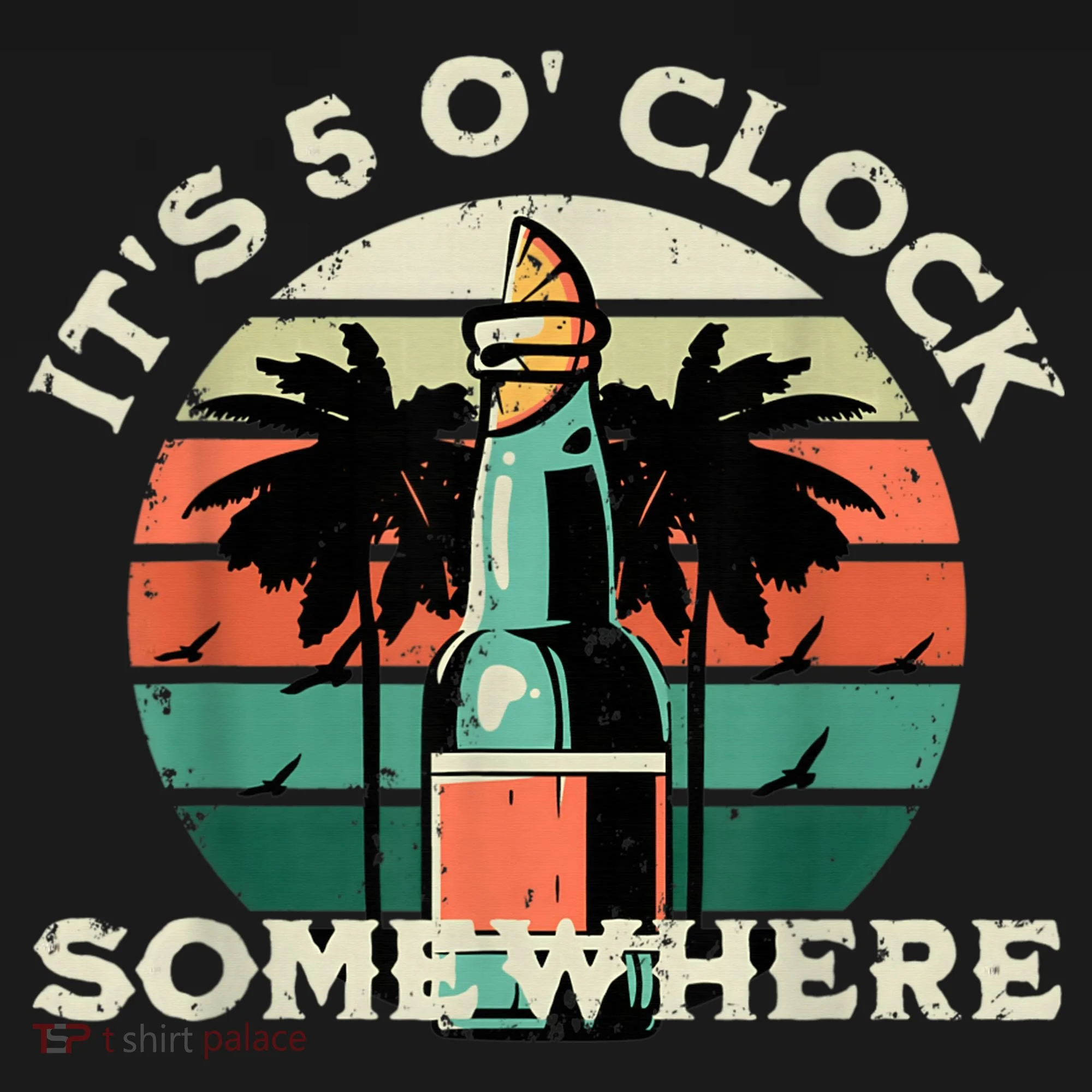 It's 5 O’clock Somewhere Summer Retro Sunset Drinking Women's Hoodie