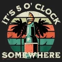It's 5 O’clock Somewhere Summer Retro Sunset Drinking Hat thumb 2