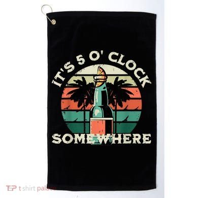 It's 5 O’clock Somewhere Summer Retro Sunset Drinking Golf Towel