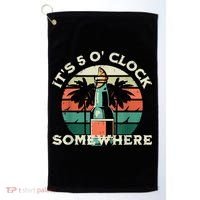 It's 5 O’clock Somewhere Summer Retro Sunset Drinking Golf Towel thumb 0