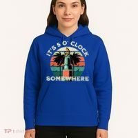 It's 5 O’clock Somewhere Summer Retro Sunset Drinking Hoodie thumb 5
