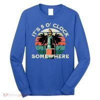 It's 5 O’clock Somewhere Summer Retro Sunset Drinking Long Sleeve Shirt thumb 0