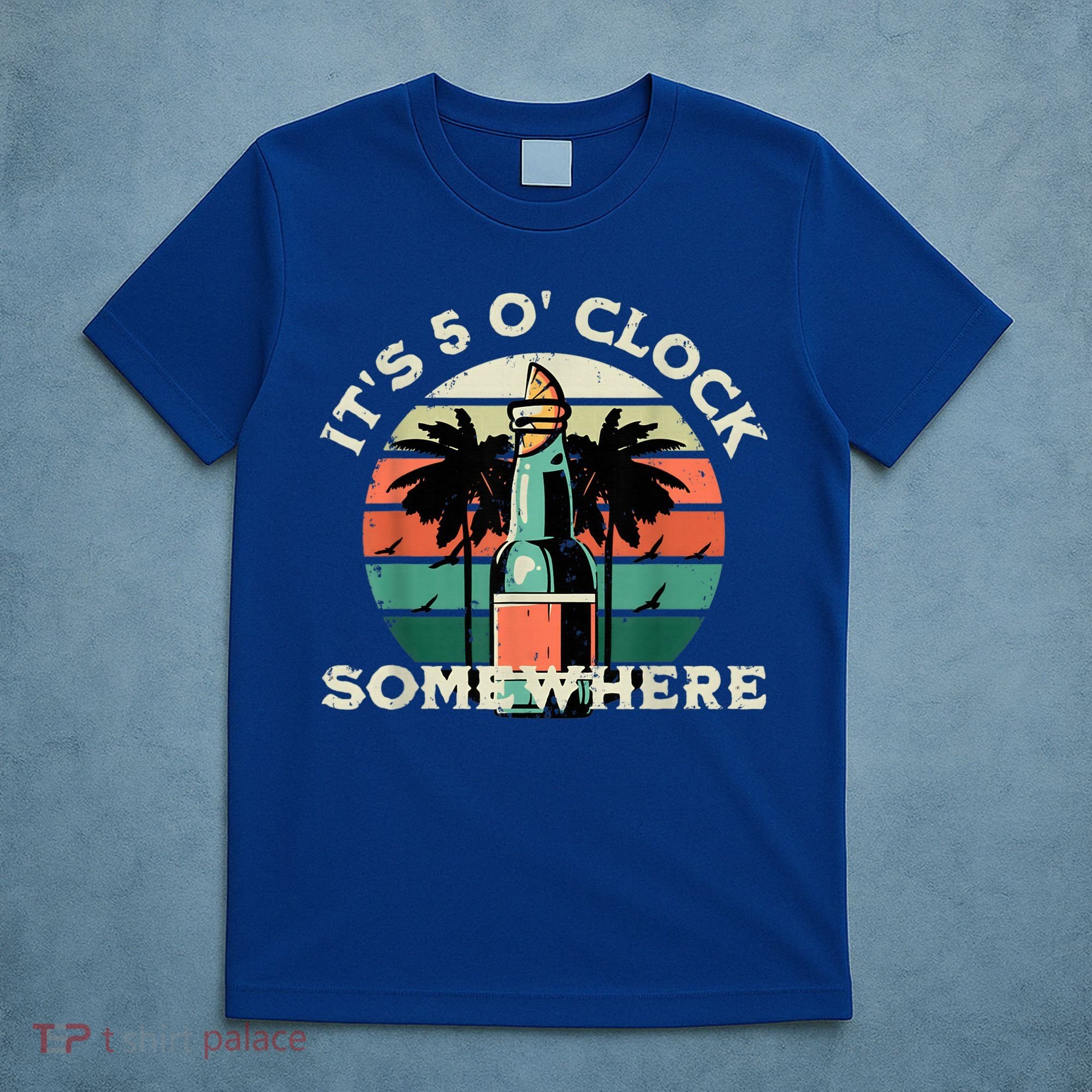 It's 5 O’clock Somewhere Summer Retro Sunset Drinking T-Shirt