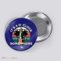 It's 5 O’clock Somewhere Summer Retro Sunset Drinking Button thumb 0