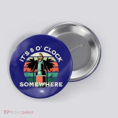 It's 5 O’clock Somewhere Summer Retro Sunset Drinking Button