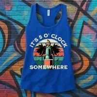 It's 5 O’clock Somewhere Summer Retro Sunset Drinking Women's Tank Top thumb 3