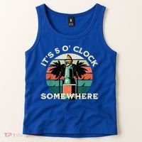 It's 5 O’clock Somewhere Summer Retro Sunset Drinking Tank Top thumb 2