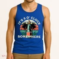 It's 5 O’clock Somewhere Summer Retro Sunset Drinking Tank Top thumb 3