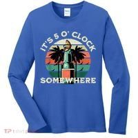 It's 5 O’clock Somewhere Summer Retro Sunset Drinking Women's Long Sleeve Shirt thumb 0
