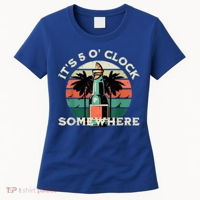 It's 5 O’clock Somewhere Summer Retro Sunset Drinking Women's T-Shirt