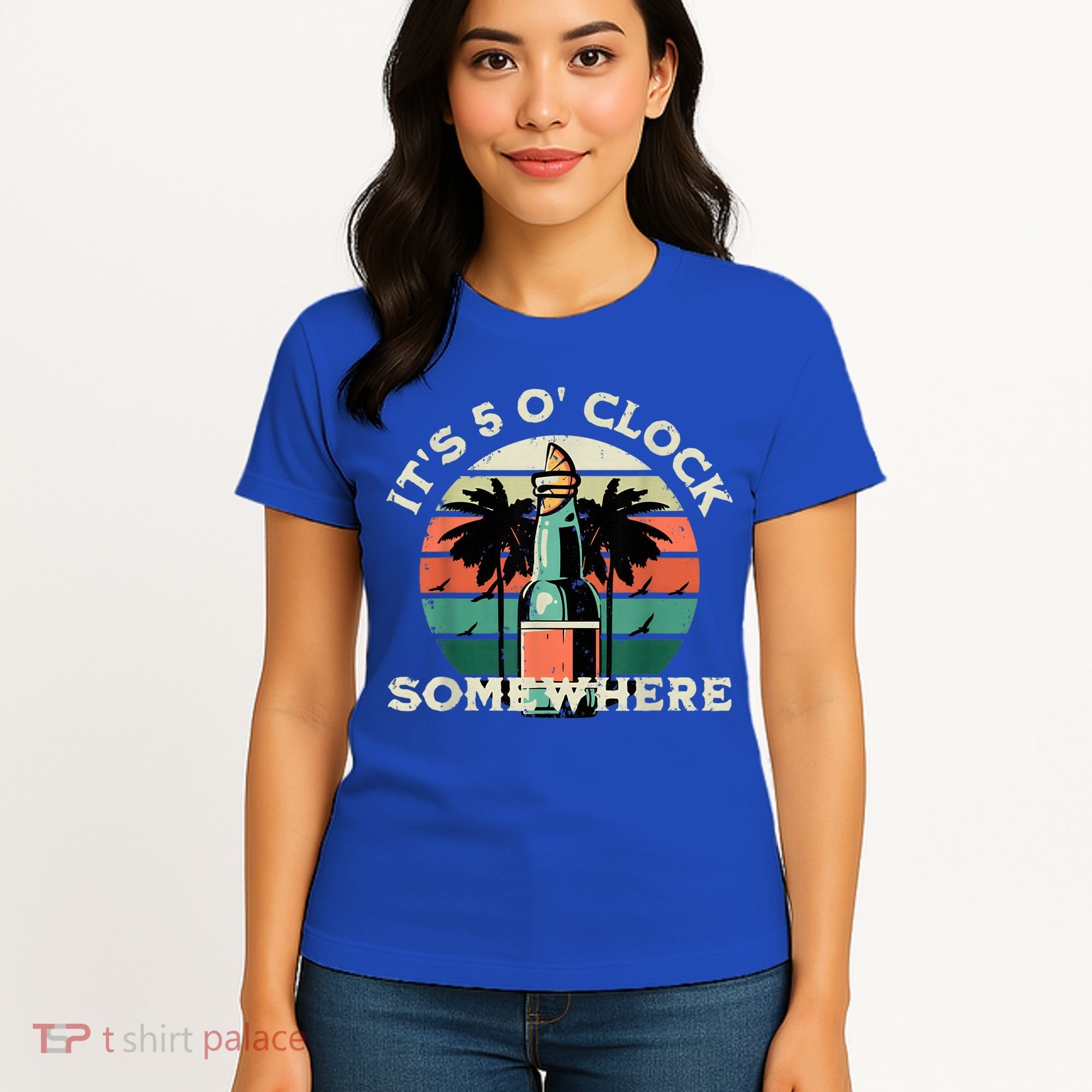 It's 5 O’clock Somewhere Summer Retro Sunset Drinking Women's T-Shirt