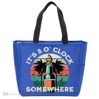 It's 5 O’clock Somewhere Summer Retro Sunset Drinking Tote Bag