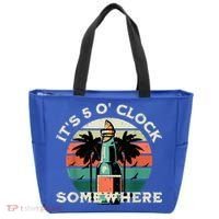 It's 5 O’clock Somewhere Summer Retro Sunset Drinking Tote Bag thumb 0