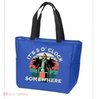 It's 5 O’clock Somewhere Summer Retro Sunset Drinking Tote Bag thumb 3