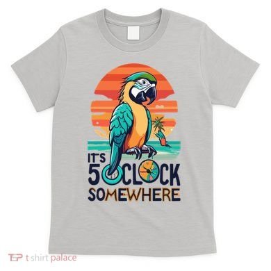 It's 5 O’Clock Somewhere Parrot Summer Beach Sunset Gift T-Shirt