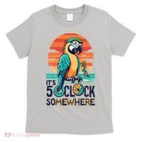 It's 5 O’Clock Somewhere Parrot Summer Beach Sunset Gift T-Shirt thumb 0