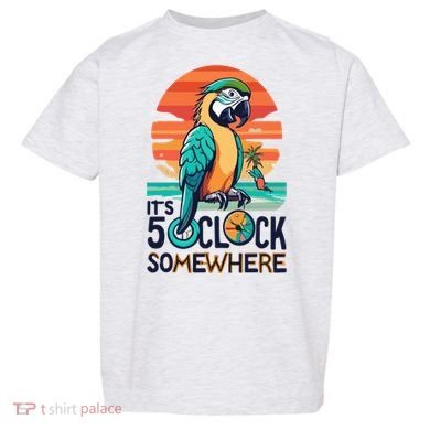It's 5 O’Clock Somewhere Parrot Summer Beach Sunset Gift Toddler T-Shirt