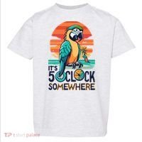 It's 5 O’Clock Somewhere Parrot Summer Beach Sunset Gift Toddler T-Shirt thumb 0
