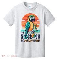 It's 5 O’Clock Somewhere Parrot Summer Beach Sunset Gift Kids T-Shirt thumb 0