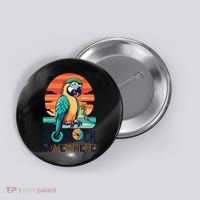It's 5 O’Clock Somewhere Parrot Summer Beach Sunset Gift Button thumb 0