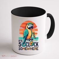 It's 5 O’Clock Somewhere Parrot Summer Beach Sunset Gift Coffee Mug thumb 1