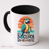 It's 5 O’Clock Somewhere Parrot Summer Beach Sunset Gift Coffee Mug thumb 0