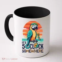 It's 5 O’Clock Somewhere Parrot Summer Beach Sunset Gift Coffee Mug thumb 0