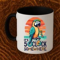 It's 5 O’Clock Somewhere Parrot Summer Beach Sunset Gift Coffee Mug thumb 2