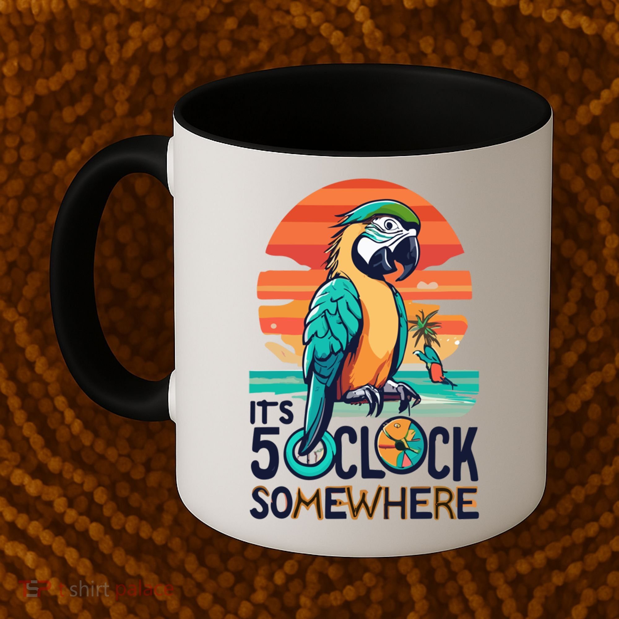 It's 5 O’Clock Somewhere Parrot Summer Beach Sunset Gift Coffee Mug