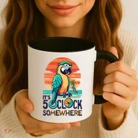 It's 5 O’Clock Somewhere Parrot Summer Beach Sunset Gift Coffee Mug thumb 3