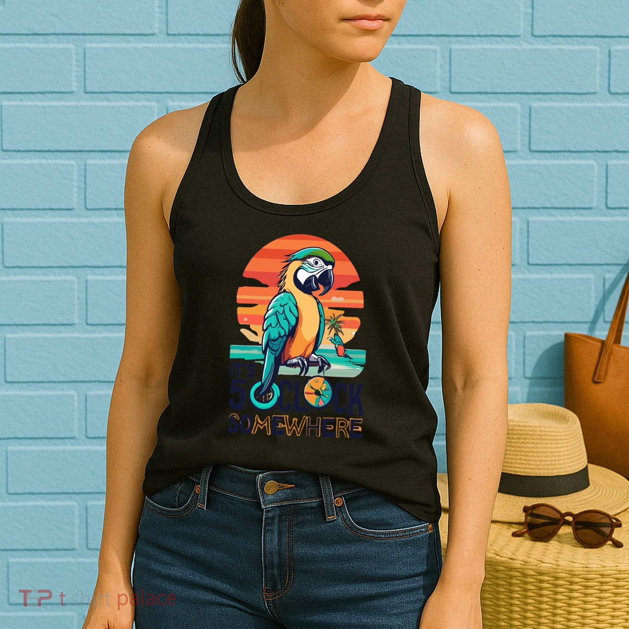 It's 5 O’Clock Somewhere Parrot Summer Beach Sunset Gift Women's Tank Top