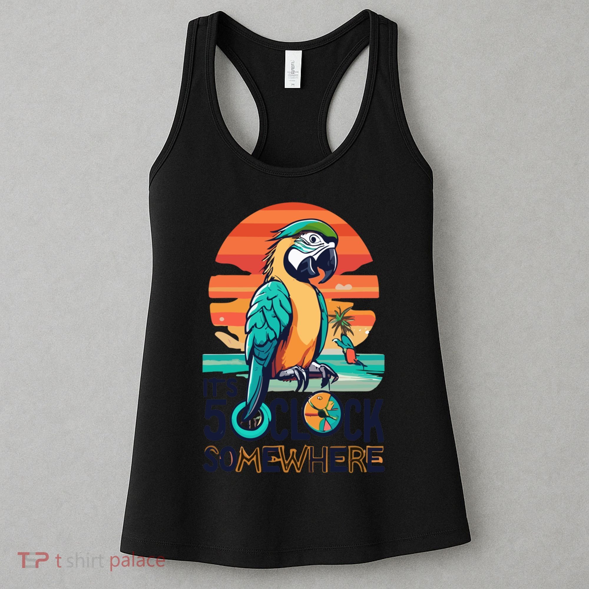 It's 5 O’Clock Somewhere Parrot Summer Beach Sunset Gift Women's Tank Top