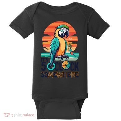 It's 5 O’Clock Somewhere Parrot Summer Beach Sunset Gift Baby Bodysuit