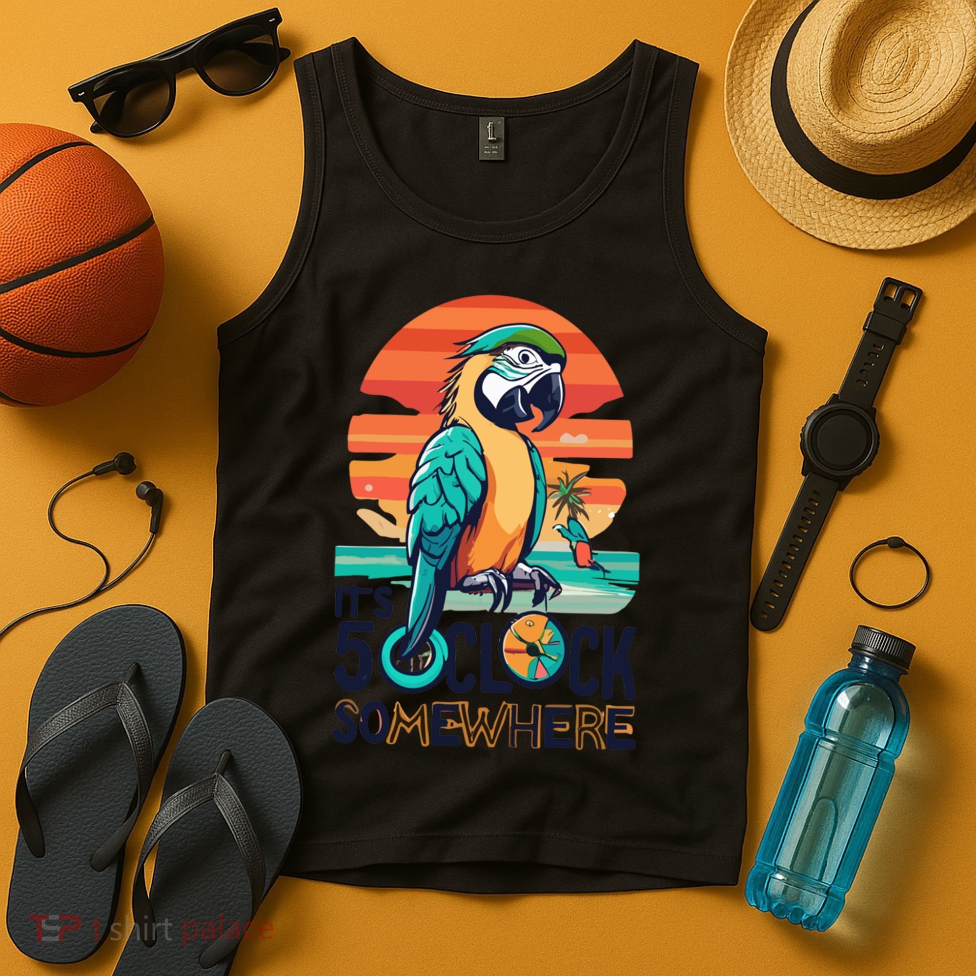 It's 5 O’Clock Somewhere Parrot Summer Beach Sunset Gift Tank Top