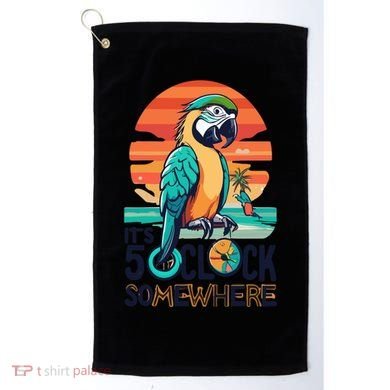 It's 5 O’Clock Somewhere Parrot Summer Beach Sunset Gift Golf Towel