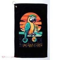 It's 5 O’Clock Somewhere Parrot Summer Beach Sunset Gift Golf Towel thumb 0