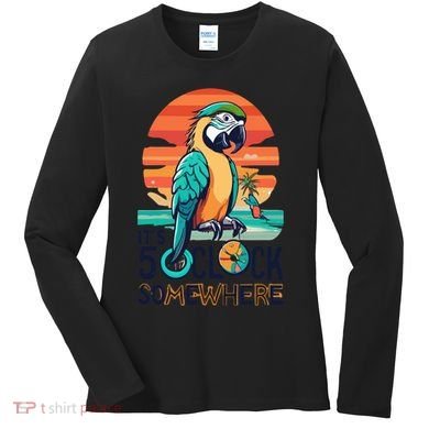 It's 5 O’Clock Somewhere Parrot Summer Beach Sunset Gift Women's Long Sleeve Shirt