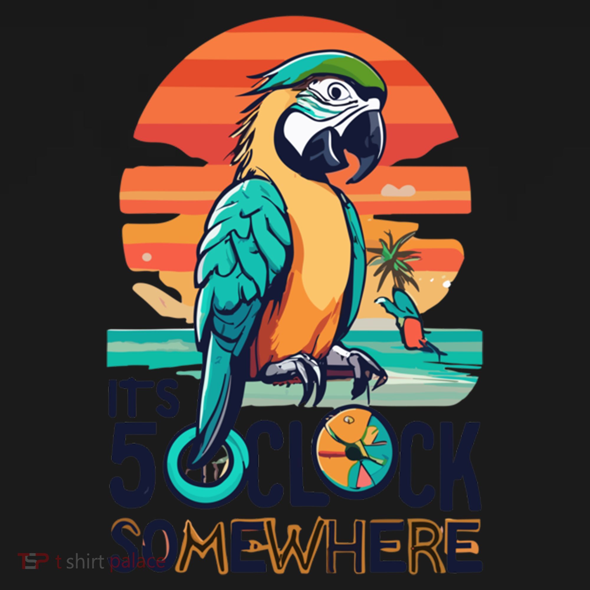 It's 5 O’Clock Somewhere Parrot Summer Beach Sunset Gift Kids Long Sleeve Shirt