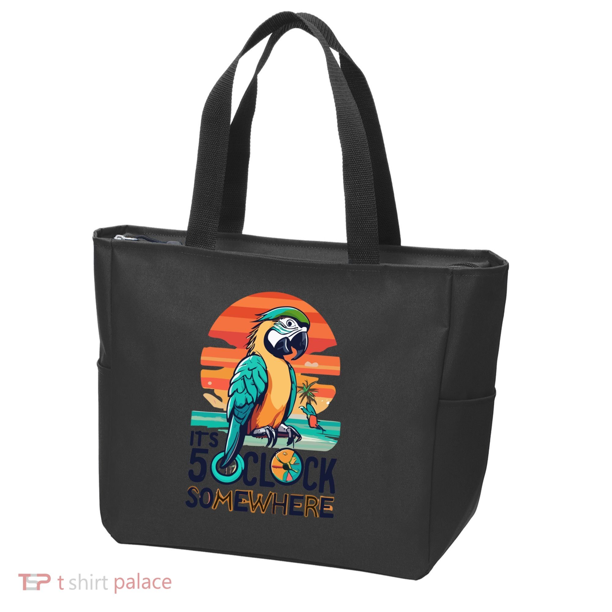 It's 5 O’Clock Somewhere Parrot Summer Beach Sunset Gift Tote Bag