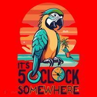 It's 5 O’Clock Somewhere Parrot Summer Beach Sunset Gift Santa Hat thumb 1