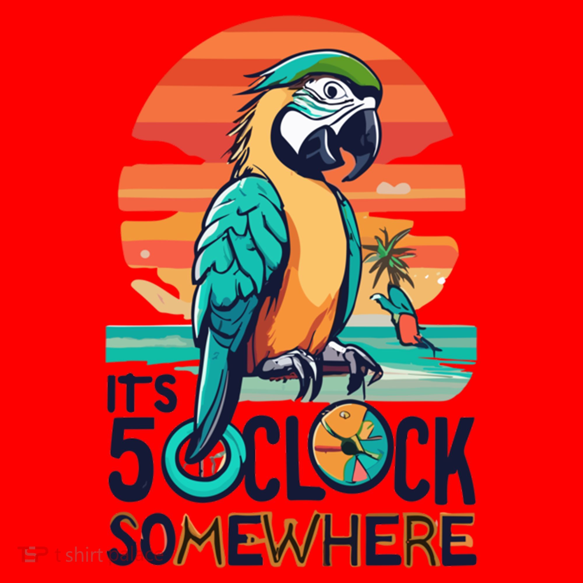 It's 5 O’Clock Somewhere Parrot Summer Beach Sunset Gift Santa Hat