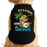 ItS 5 O’Clock Somewhere Parrot Sunset Drinking Doggie Tank thumb 0