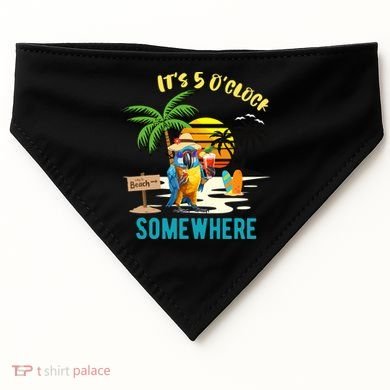 ItS 5 O’Clock Somewhere Parrot Sunset Drinking USA-Made Doggie Bandana