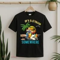 ItS 5 O’Clock Somewhere Parrot Sunset Drinking T-Shirt thumb 2
