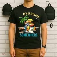 ItS 5 O’Clock Somewhere Parrot Sunset Drinking T-Shirt thumb 6