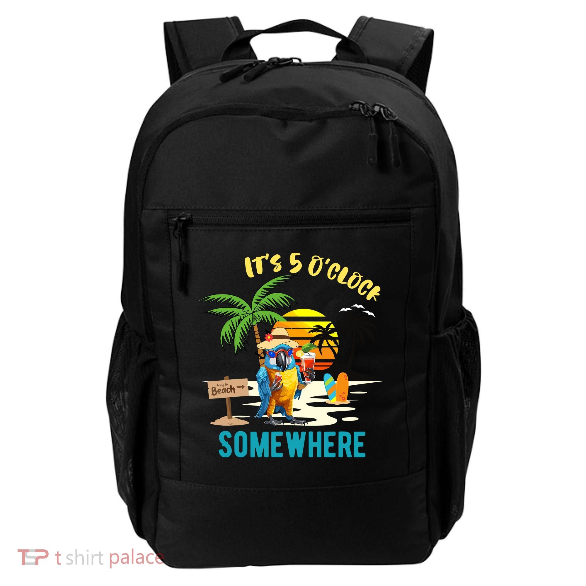 ItS 5 O’Clock Somewhere Parrot Sunset Drinking Backpack